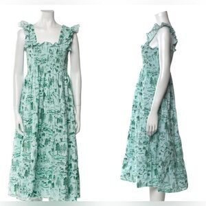 Hill House Green Winter Toile Printed Midi Dress